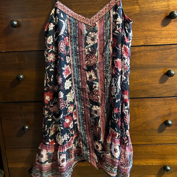 American Rag Dresses & Skirts - American Rag Cie Floral & Paisley Print Slip Dress - Ruffle Hem - Size M